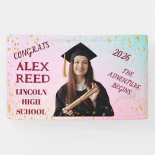 Maroon Gold Graduation Photo Banner Class 2026
