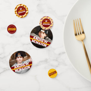 Maroon & Gold Graduation Photo Personalized Party Confetti