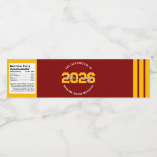 Maroon & Gold Graduation Water Bottle Labels