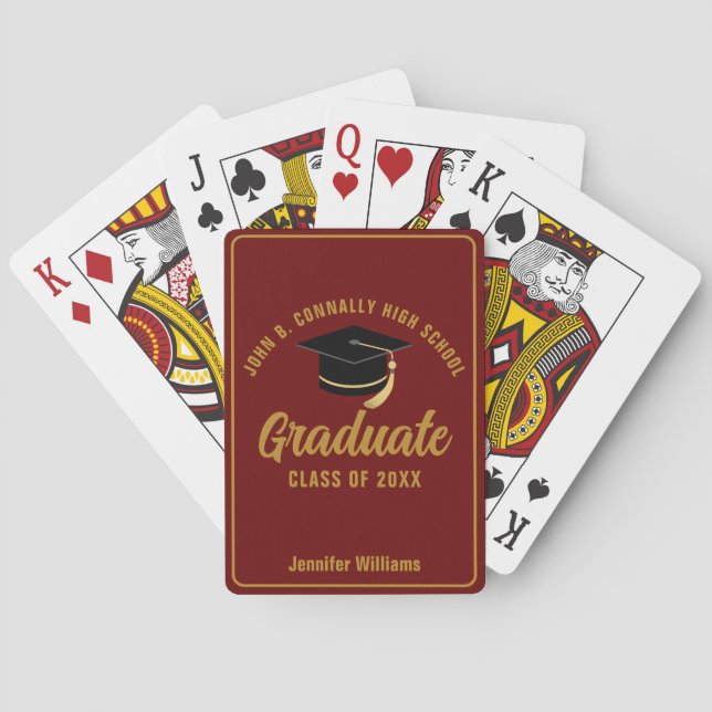 Maroon Gold High School Graduate Custom Graduation Playing Cards (Back)