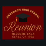 Maroon Gold High School Reunion Custom Welcome Poster<br><div class="desc">A classic custom class reunion party welcome poster in maroon and gold typography for a high school,  college,  or university. Customize with your school name and graduating class  for great personalized alumni celebration decor.</div>