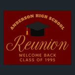 Maroon Gold High School Reunion Custom Welcome Poster<br><div class="desc">A classic custom class reunion party welcome poster in maroon and gold typography for a high school,  college,  or university. Customize with your school name and graduating class  for great personalized alumni celebration decor.</div>
