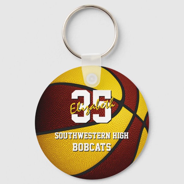 maroon gold kids basketball team colours keychain (Front)