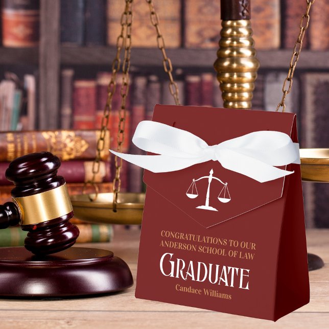Maroon Gold Law School Custom Graduation Party Favor Box (Creator Uploaded)