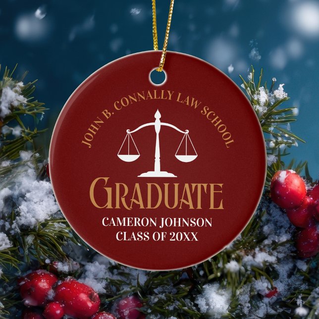 Maroon Gold Law School Graduate Christmas Ceramic Ornament (Creator Uploaded)