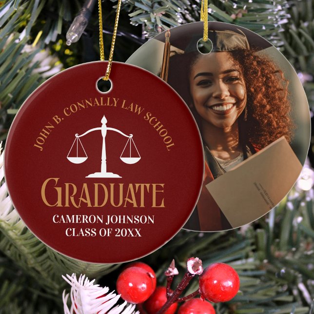 Maroon Gold Law School Graduation Keepsake Ceramic Ornament (Creator Uploaded)
