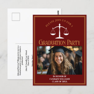 Maroon Gold Law School Graduation Party Invitation