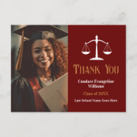 Maroon Gold Law School Graduation Photo Thank You