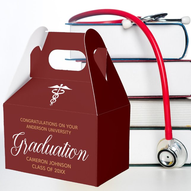 Maroon Gold Medical School Graduation Party Favor Box (Creator Uploaded)