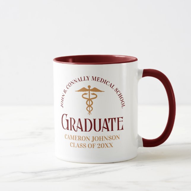 Maroon Gold Medical School Graduation Party Mug (Right)