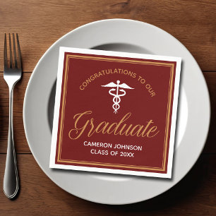 Maroon Gold Medical School Graduation Party Napkin