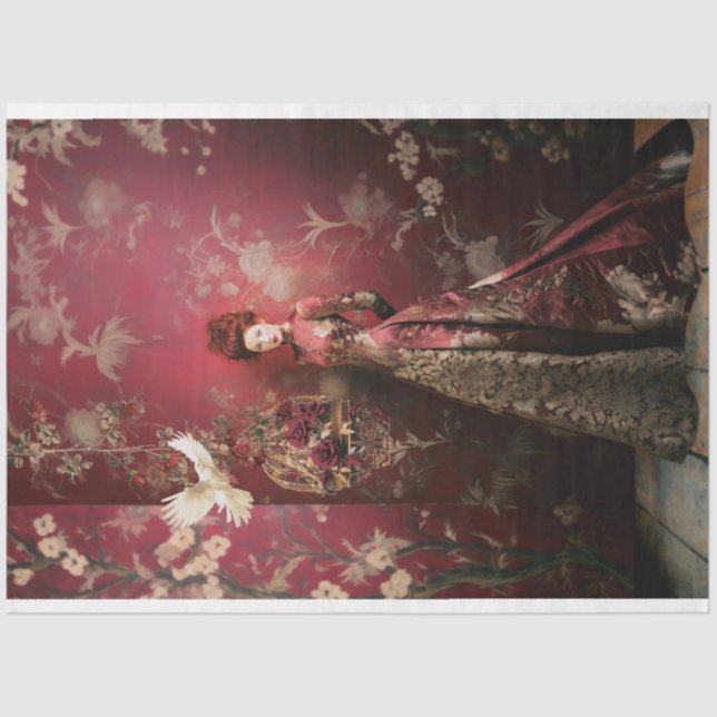 Maroon & Gold, Modest Elegant Woman  Tissue Paper (Front)