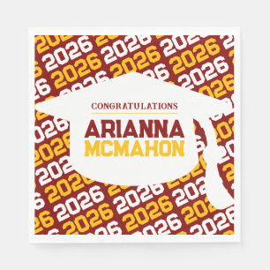 Maroon & Gold Personalized Graduation Cap Paper Napkin