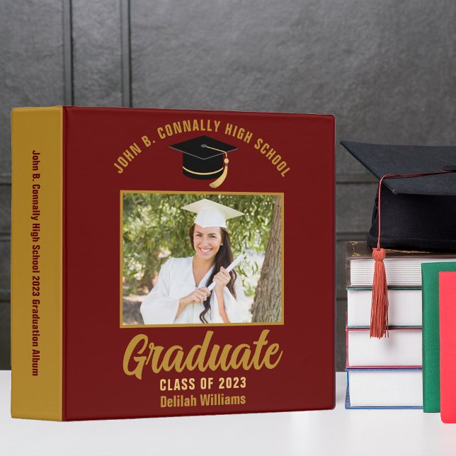 Maroon Gold Personalized Graduation Photo Album Binder (Creator Uploaded)