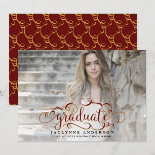 Maroon Gold Photo Graduation Announcement