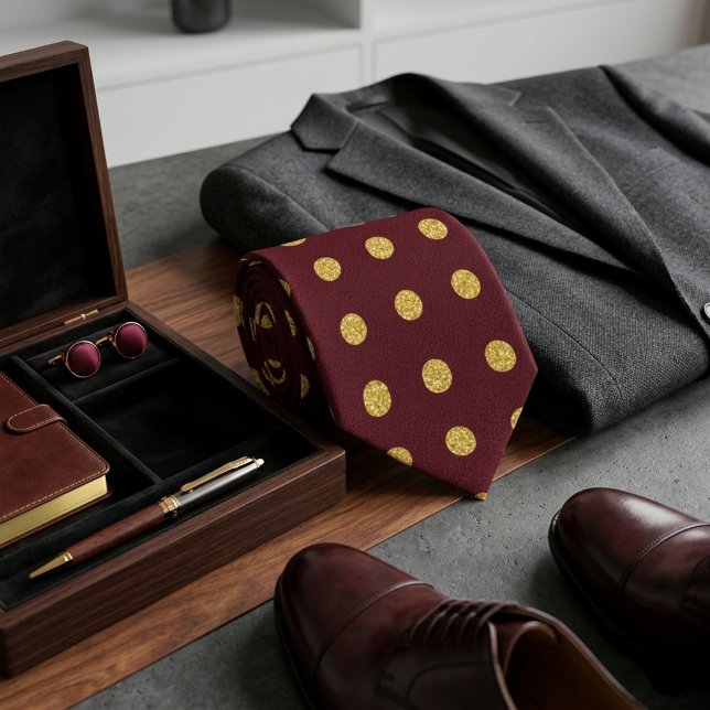 Maroon & Gold Polka Dot Tie (Creator Uploaded)