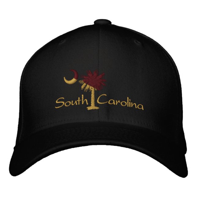 Maroon/Gold SC Palmetto foncé Lune Casquette brodé (Devant)
