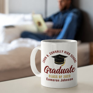 Maroon Gold Script Graduate Custom 2023 Graduation Coffee Mug