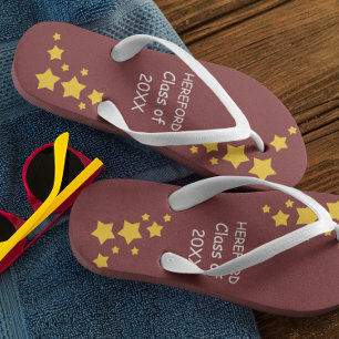 Maroon & Gold Senior Class Graduation Flip Flops