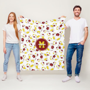 maroon gold team colours boys girls soccer sports fleece blanket
