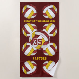 maroon gold team colours gifts girly volleyballs beach towel