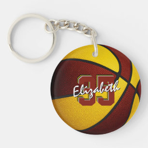 maroon gold team colours girls boys basketball keychain