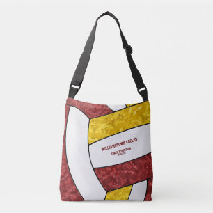 maroon gold team colours girls volleyball coach crossbody bag