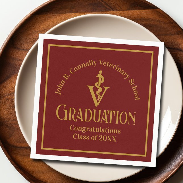 Maroon Gold Veterinary School Graduation Party Napkin (Creator Uploaded)