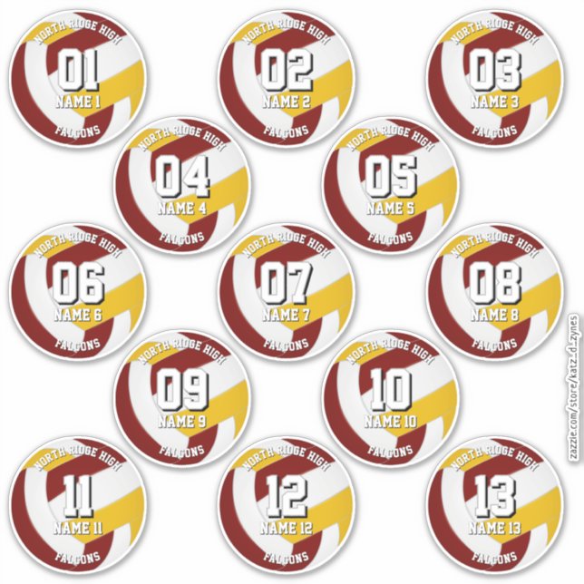 maroon gold volleyball team colours 13 athletes (Front)