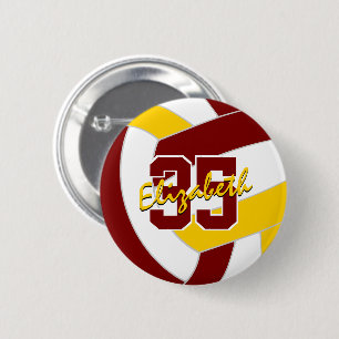 maroon gold volleyball team colours 2 inch round button