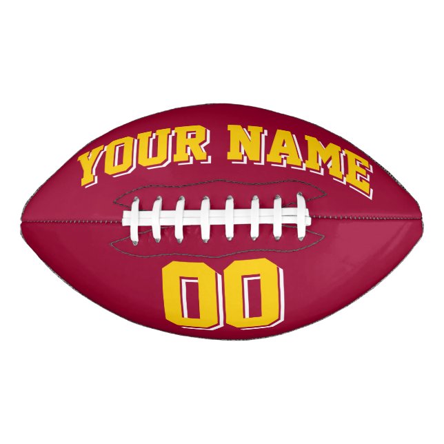 MAROON GOLDEN YELLOW AND WHITE Custom Football (Front)