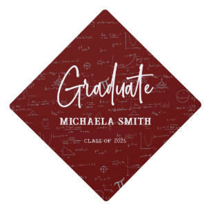 Maroon Graduate Script Math Graduation Graduation Cap Topper