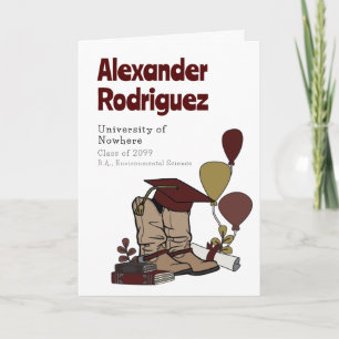 Maroon Graduation Cap Cowboy Boot Arrangement Invitation