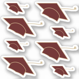 Maroon Graduation Caps Custom-Cut Stickers