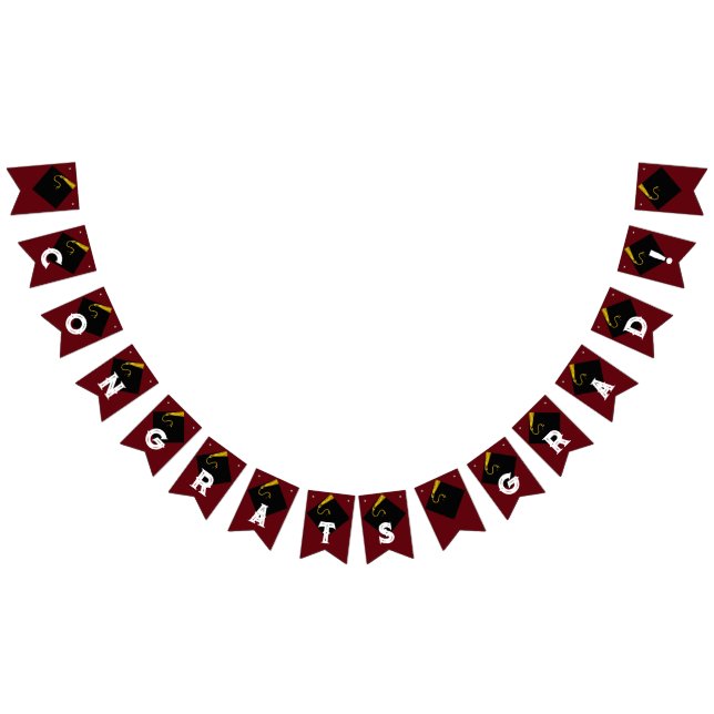 Maroon Graduation Party Congrats Decoration Bunting Flags (All)