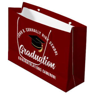 Maroon Graduation Party Personalized 2026 Graduate Large Gift Bag