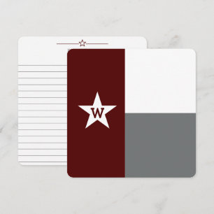 Maroon & Gray Texas Flag Flat Note Card