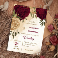 Maroon green beige gold botanical wedding