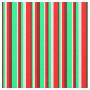 Maroon, Green, White & Red Coloured Stripes Fabric