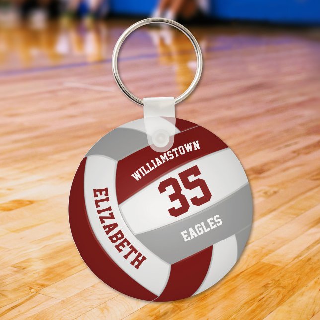 maroon grey girls boys team colours volleyball keychain (Creator Uploaded)
