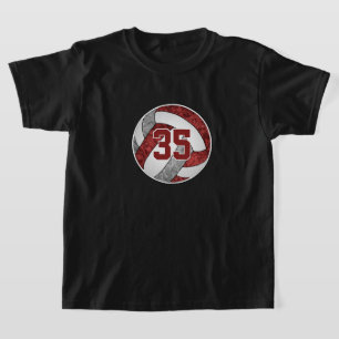 Maroon grey her volleyball team colours custom T-Shirt