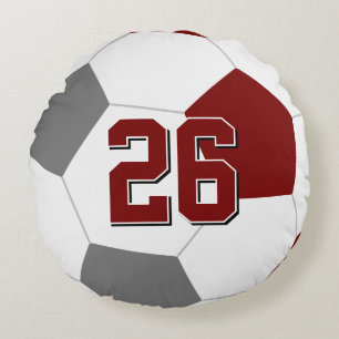 maroon grey or ANY team colours kids soccer Round Pillow