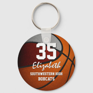 Maroon grey school colours girls boys basketball keychain