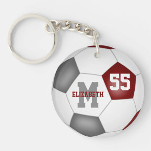 maroon grey school team colours girls boys soccer keychain