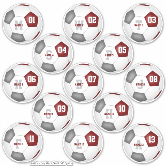 maroon grey soccer team colours 13 personalized (Front)