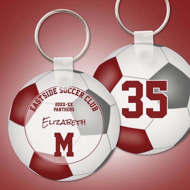 maroon grey soccer team gifts kids sports keychain (Creator Uploaded)