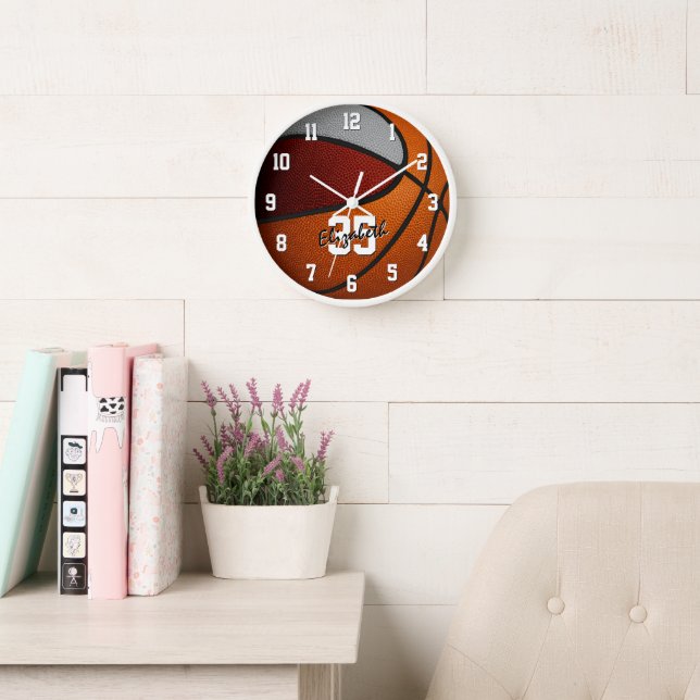 maroon grey team colours basketball player name clock (Reading Room)