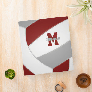 maroon grey team colours girls boys volleyball binder