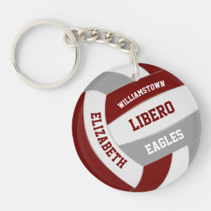 maroon grey team colours girls boys volleyball keychain