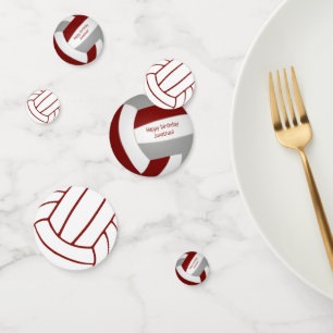Maroon grey team colours volleyball birthday confetti
